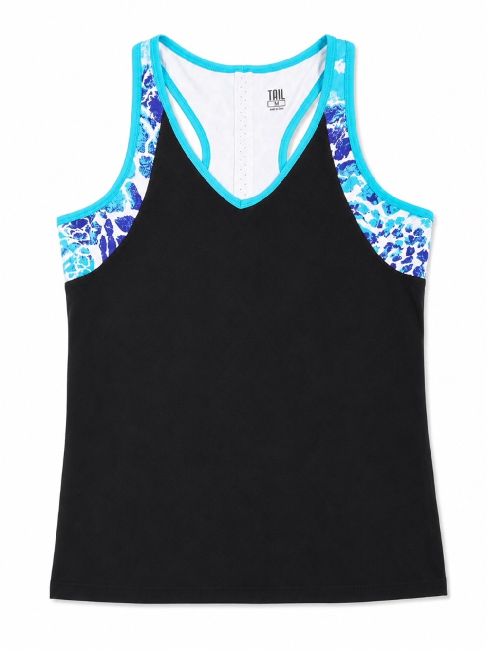 New - TAIL Activewear Black Floral Racerback Tank Top UPF 50 | Size Medium